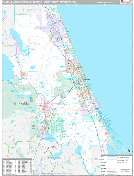 Deltona-Daytona Beach-Ormond Beach, FL Metro Area Wall Map